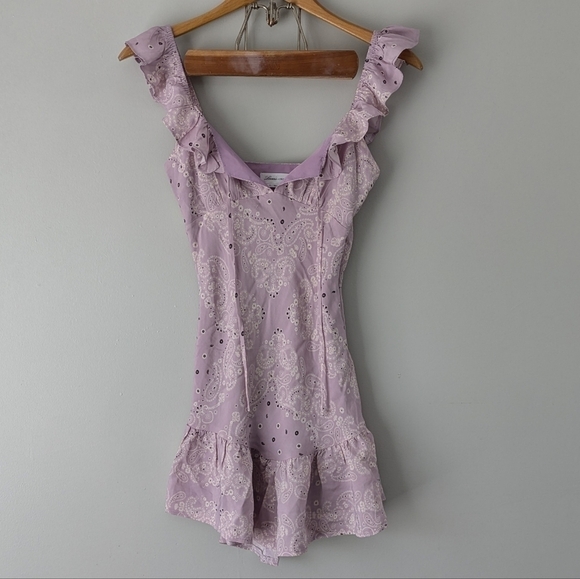 Lovers + Friends Dress Women's XXS Purple Light Bandana Barton Mini Ruffle  - Picture 1 of 7